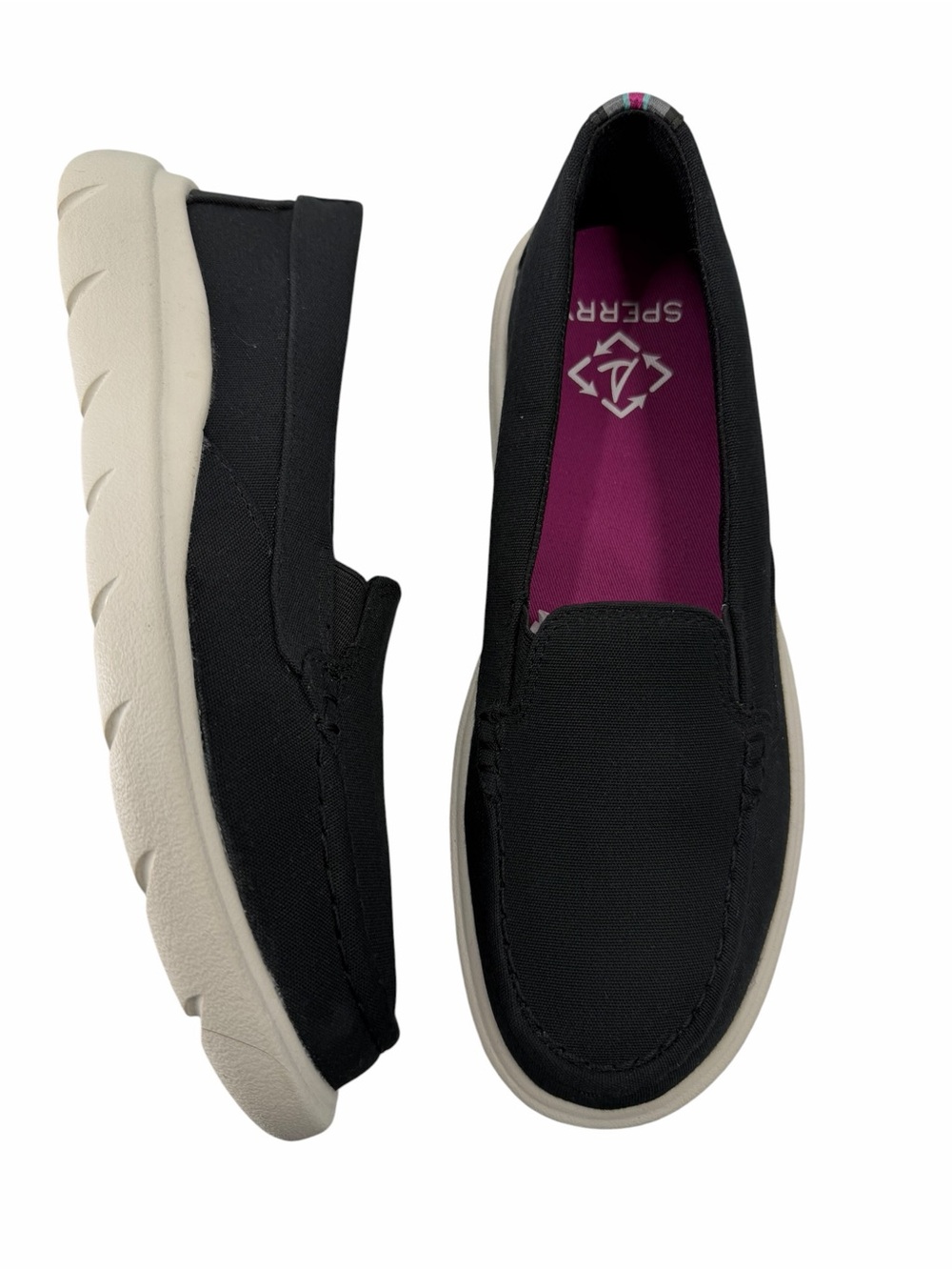 Sperry Recycled Upper Captain's Moc Slip-Ons Size 7 Womens Black New Without Box
